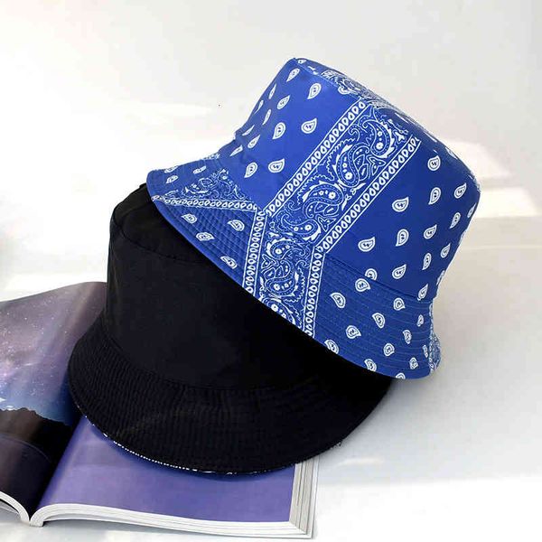 

double-side harajuku bucket hat women mens cotton reversible panama sun cap fisherman hats fashion street hip hop caps, Blue;gray