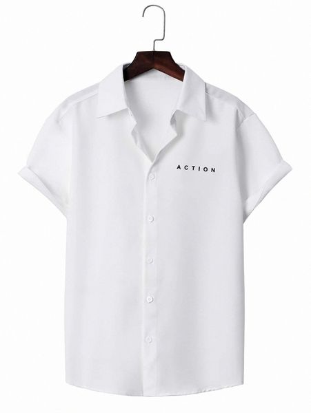 

men letter graphic button up shirt f43t#, White;black