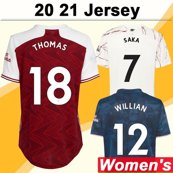 

20 21 women tierney saka willian soccer jerseys maitland-niles thomas pepe home red away 3rd football shirt short sleeves lady uniforms, Black;yellow