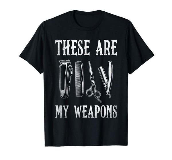 

sport these are my weapons barber shop shirt gift for lover beard t-shirt 2019 summer brand cotton men basic fitness t-shirt