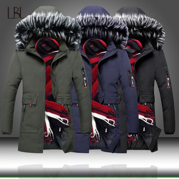 

men's winter thick coats warm jackets men padded casual hooded thermal parka men long hoodies overcoats male brand clothing 3xl, Black