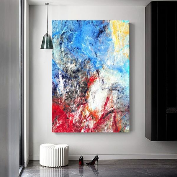 

lager размер моды nordic hanvas art печать плакат синий красный абстрактный красочные картины нефтяных картин на стене для гостиной домашнег