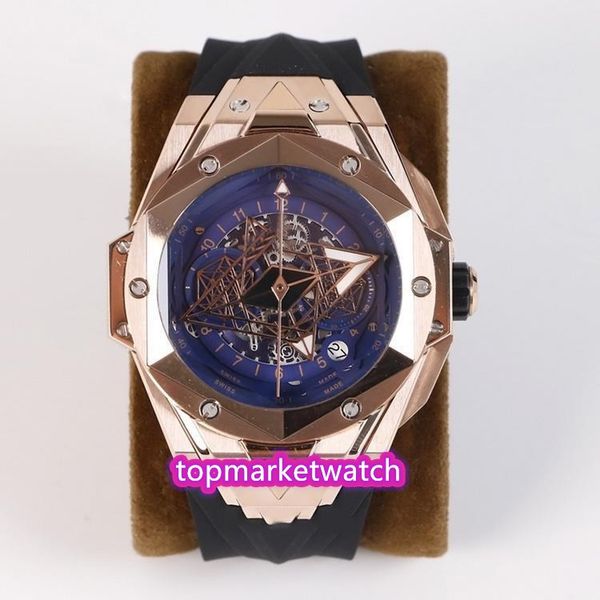 

manufacturers 418.nx.1107.rx. mxm19 japan vk quartz chronograph rose gold case mens watch geometric patterns dial, Slivery;brown