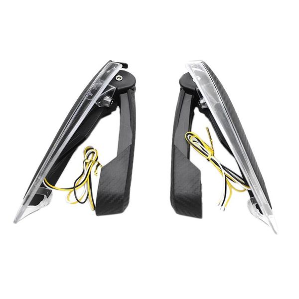 

1 pair led motorcycle drl turn signal brush handle bar handguards wind deflector