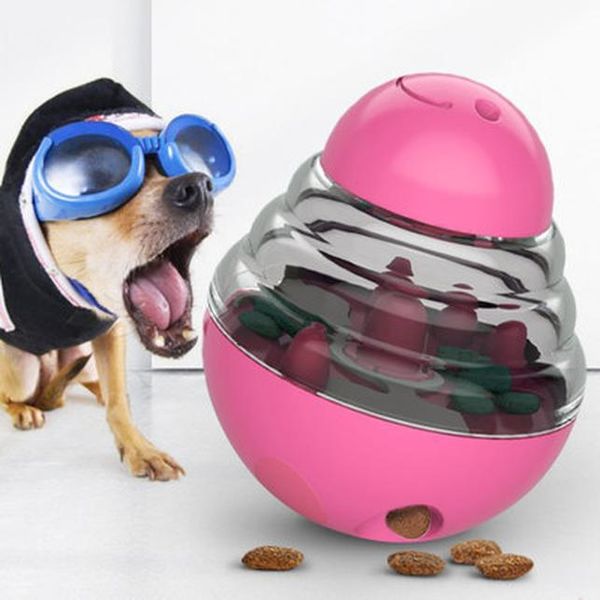 

funny pet shaking leakage food container interactive puppy cat food treat ball bowl toy dog cat slow feed pet tumbler toy q jllnlq