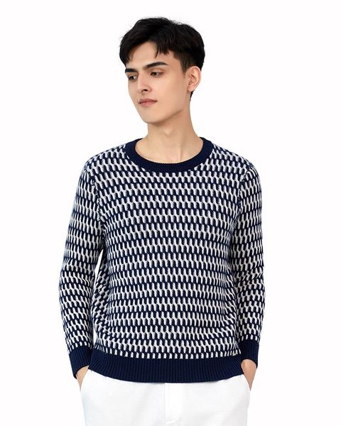 

zhili men's 100% cashmere striped crewneck pullover sweater, White;black