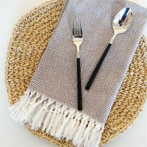 

table napkin hand-made tassel cotton yarn dyed dish towel cleaning cloth multi dishtowel kitchen1