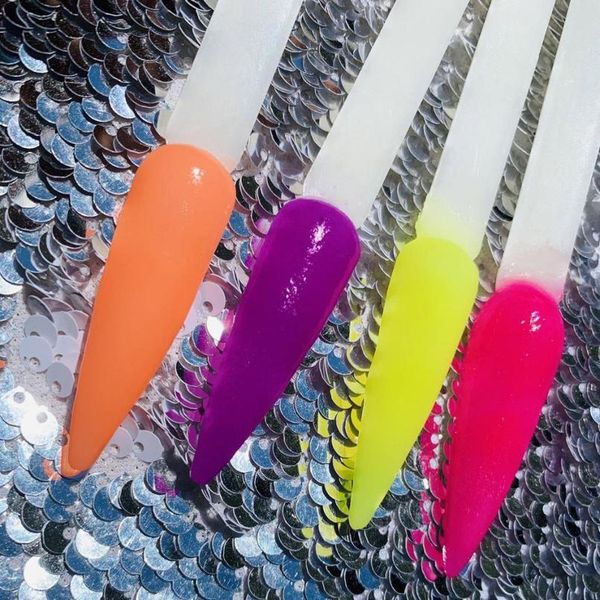 

12 bottles/set 2 in1 nail acrylic dip powder neon pigment luminous collection future kit bulk fluorescent dipping powde jllqqj, Silver;gold