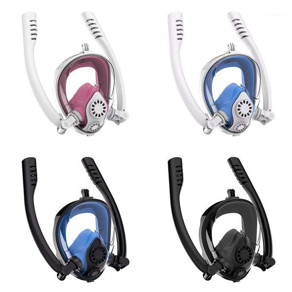

full face snorkel mask swimming water sports double tubes anti fog diving mask1