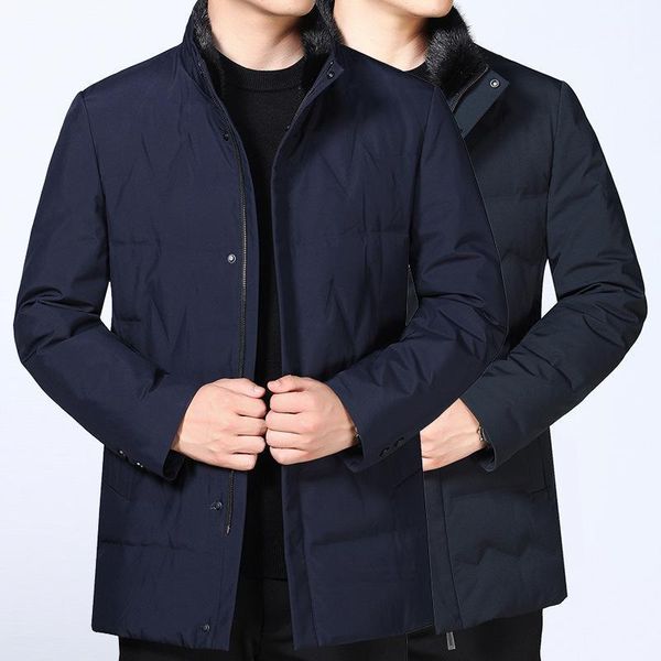 

2020 winter coats men father leisure warm collar jacket middle-aged and old nick clothing wholesale1, Black
