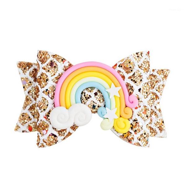 

hair accessories 6pcs pinky heart rainbow glitter bow sparkly clip for women girls hairpin children kids barrettes1, Slivery;white