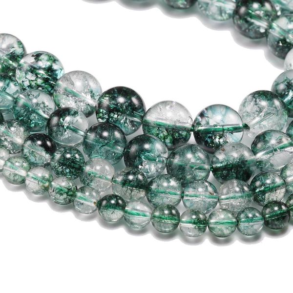 

1strand lot 6 8 10 12 mm natural green crystal stone beads green ghost crack phantom loose beads for jewelry making diy h bbyyll, Silver
