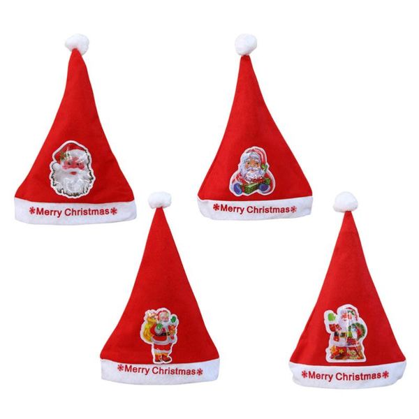 

4pcs flashing christmas caps fabric merry christmas head decoration hats for gifts
