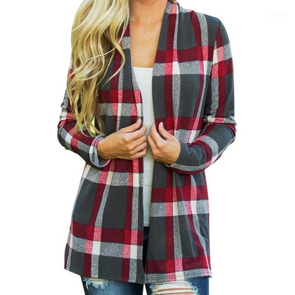 

women's jackets fashion women cardigan plaid long sleeve pullover blouse open front jacket coat outerwear causal grils women's 202, Black;brown
