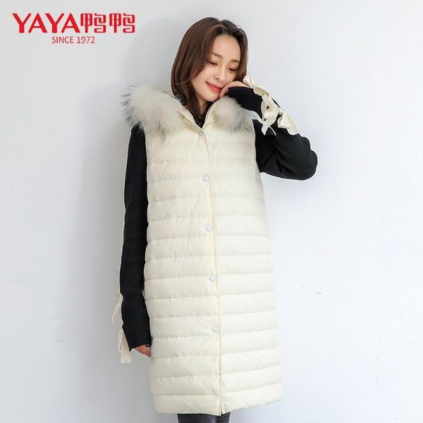 

yaya autumn winter cotton vest women ladies casual waistcoat female sleeveless long vest jacket slim fit warm simple coat1, Black