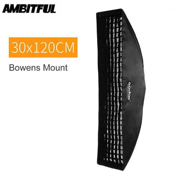 

godox 12"x 47" 30 x 120cm strip honeycomb grid rectangular softbox for p strobe bowens mount studio flash softbox1