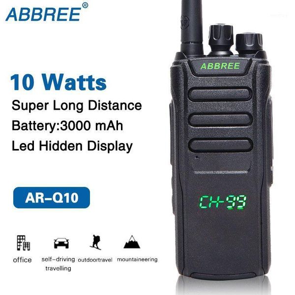 

abbree ar-q10 10w powerful 99ch led hidden display screen uhf 400-470mhz 3000mah battery long range two way radio walkie talkie1