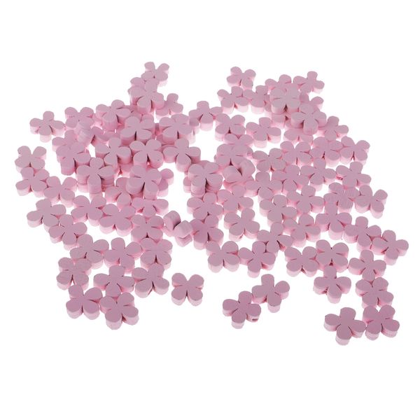 

100 pieces plum blossom flower shape wooden beads loose beads for diy craft pink 15mm