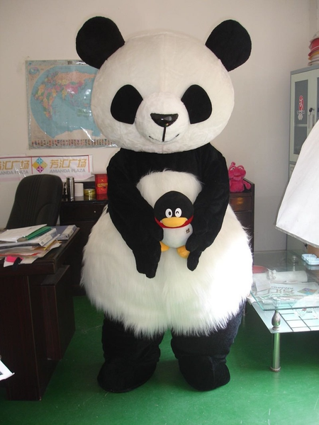 

mascot costumes new selling long-haired panda bear animal mascot costume role-playing game size cartoon mascot character costume, Red;yellow