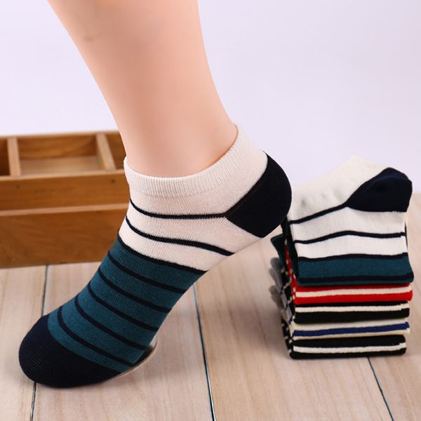 

sale new summer stripes short ankle comfortable men's boat socks cotton wholesale, Black