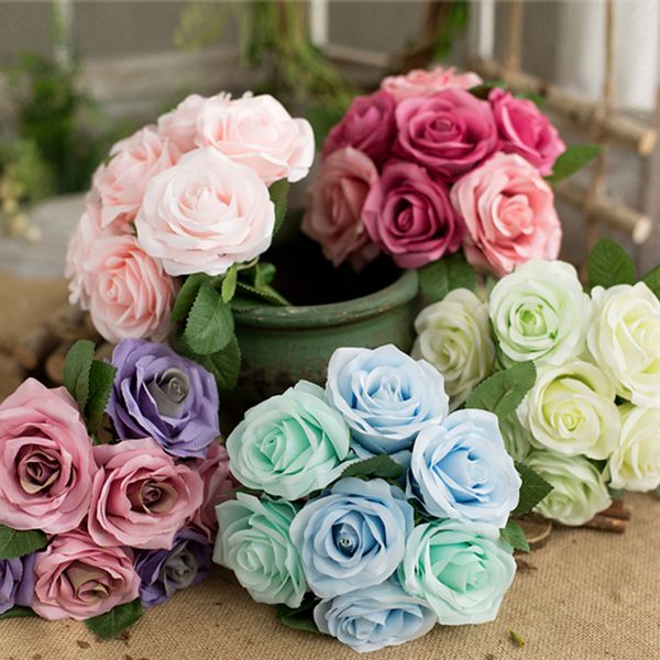 

1 artificial rose bouquet decorative fake flowers bride bouquets for home party decor wedding supplies