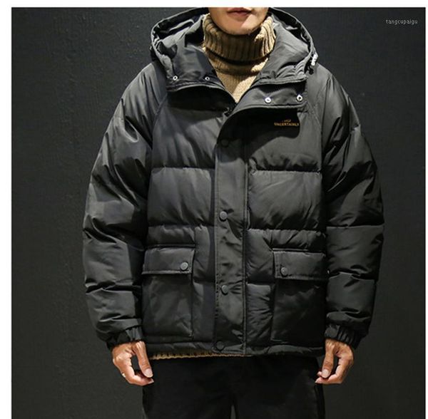 

winter 2019 men's down cotton garment fashion printed jacket hooded jacket1, Black