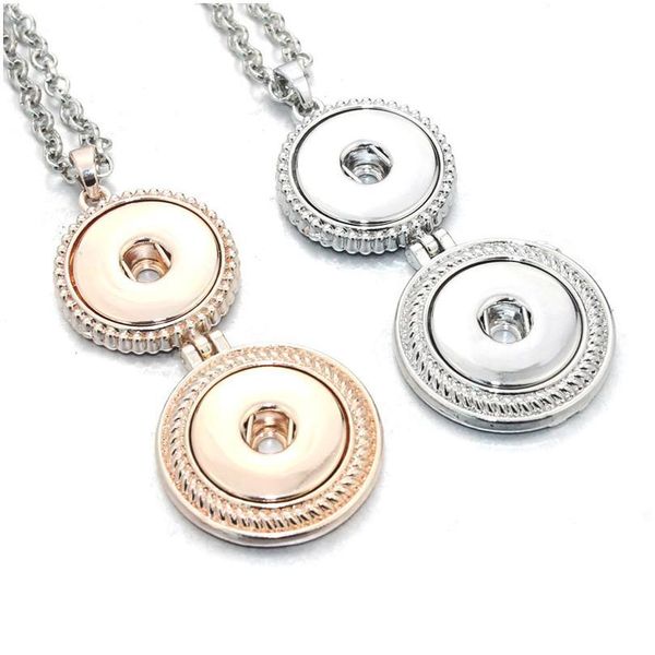 

18mm 20mm snap button pendant 60cm necklace charms fashion rhinestones snaps button diy jewelry gift for wome bbyacw, Silver