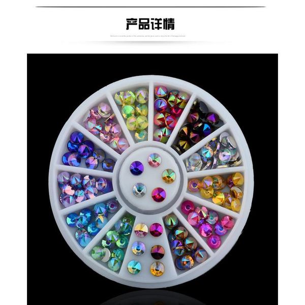 

diy 3d ab colorful plastic nail art steeple crystal nail glitter rhinestone wheel nail decoration make jllshb, Silver;gold