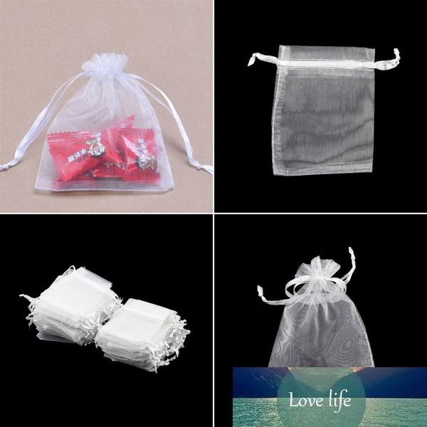 100 pçs / lote colorido Drawable Branco Pequeno Organza Bags 7x9cm Favor O Casamento Presente de Natal Saco de Jóias Embalagem Bolsas Bolsas