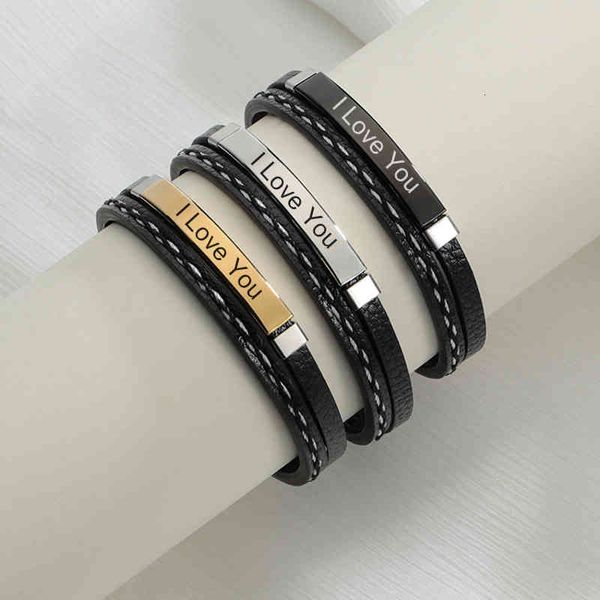 Bangle Charm Braceletes Simples Letterable Woven Couro Punk Casal Popular Estudante