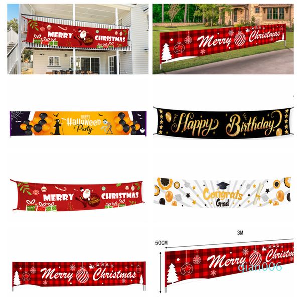 

factoryhj9abanner christmas streamer merry halloween graduate happy birthday large xmas sign house home party decor prop