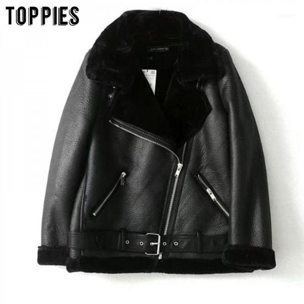 

winter sheepskin coats women thicken faux leather fur coat female fur lining leather jacket jacket casaco feminino1, Black