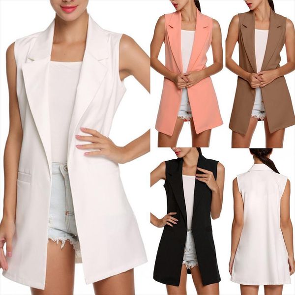 

women vest fashion solid color waistcoat solid slim vest 2020 decoration vests female sleeveless waistcoat office lady coat, Black;white