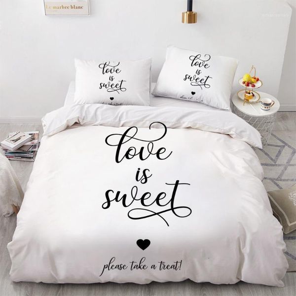 

3d custom simple letter white king  full twin size bedding set duvet cover set quilt covers comforter case home textile1