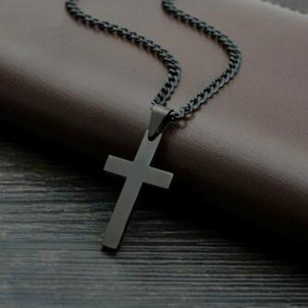 

vintage cross pendant necklace stainless steel necklace new design black chain pendant men women, Silver