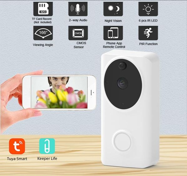 

doorbells 2021 arrival home security audio intercom wifi doorbell suport max 32gb tf card+pir function+aleax and google functions