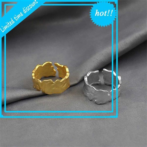 

personalized indifference hand hammering tin foil irregular modeling ring design girl jewelry, Silver