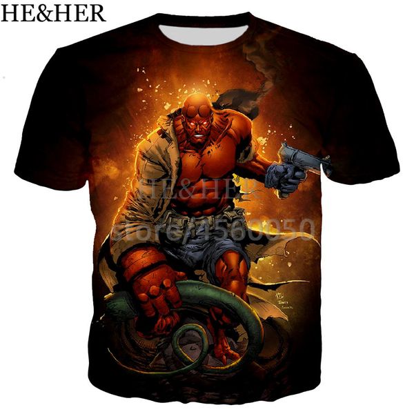 

new arrival cartoon hellboy 3d print shirts plus size aesthetic anime men clothing