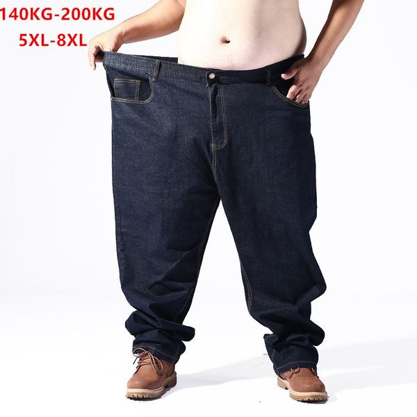 Mais tamanho grande jeans preto homens 5xl 6xl 7xl 8xl 54 56 58 59 60 200kg denim elástico calças mens jean calças homem roupas 201117