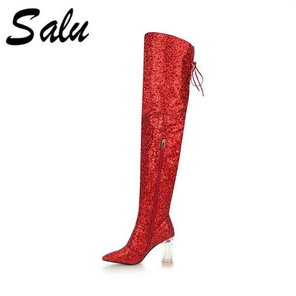 

salu brand women boots autumn winter leather boots square heel sheepskin shoes soft genuine short plush shoes, Black