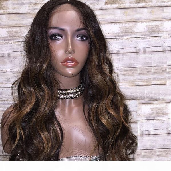 

peruvian highlight human hair blonde lace front wigs body wave brown blonde wavy 360 lace frontal human hair 180density full lace wigs, Black