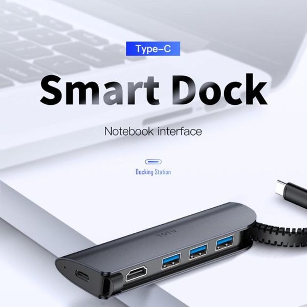 

5 in 1 usb-c / type-c to 3 x usb 3.0 + hdmi + pd port usb hub 3.0 converter lapdocking station