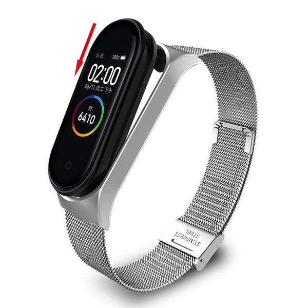 

смарт лучезапястного сустава браслет ремешок для xiaomi mi band 3 4 miband 4 3 ремешок металлический браслет из нержавеющей стали ремешок bb