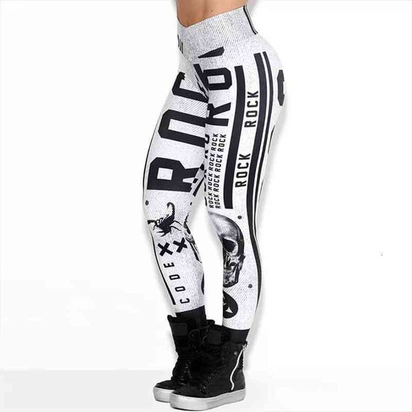 

women fashion white sporting high waist slim leggings style letters pattern elastic force breathable polyester leggings, Black