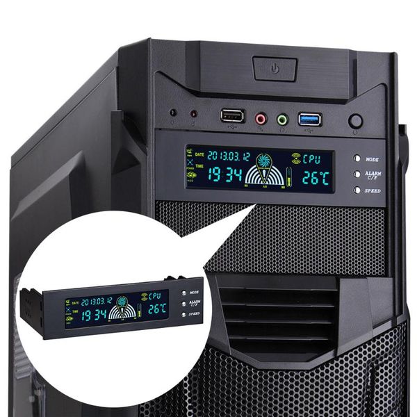 

5.25 inch pc bracket fan speed controller accessories lcd front panel 3 pin temperature display computer easy operate home