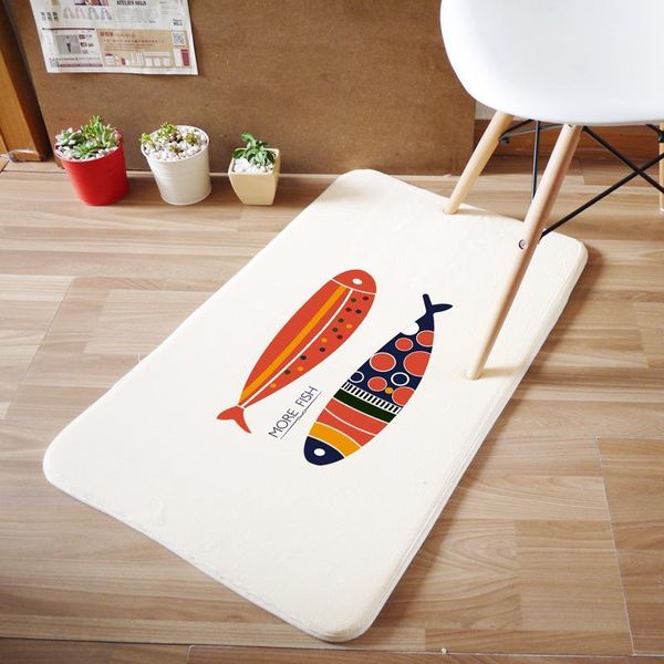 

wholesale-useful 50*80cm coral velvet bath mats bathroom rug absorbent non-slip bath mats fish carpet 5colors1