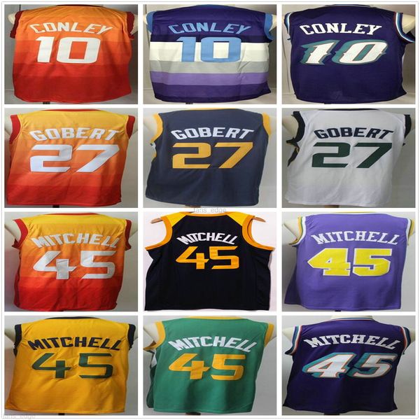 

ncaa college donovan 45 mitchell utah jersey wholesale rudy 27 gobert mike 10 conley blue white orange purple mens jazz basketball jerseys, Black;red