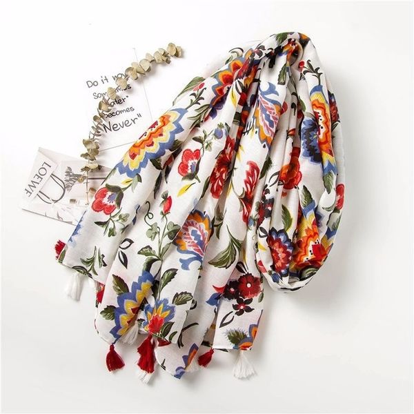 

ethnic boho scarf women floral hijab female bright large blanket beach wrap [3515] y201024, Blue;gray