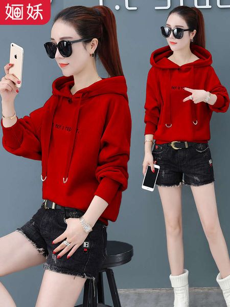 

red sweater women's autumn and winter 2020 new fashion foreign style plush thickened velvet coat, Black