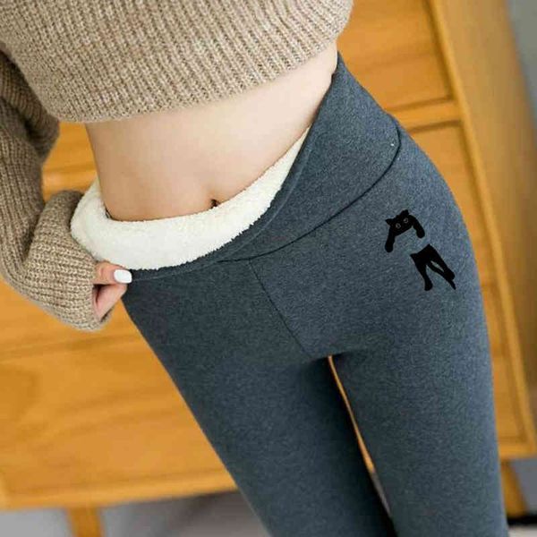 

winter velvet leggings women fleece lined slim high waist skinny warm thermal pants stretchy legging trousers winter clothes, Black